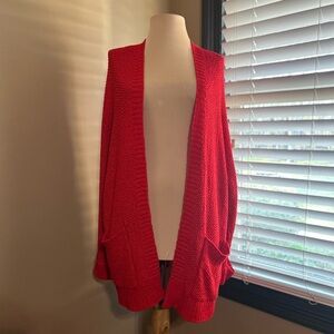 eesome Vibrant Red Open-Front Cardigan Small Medium